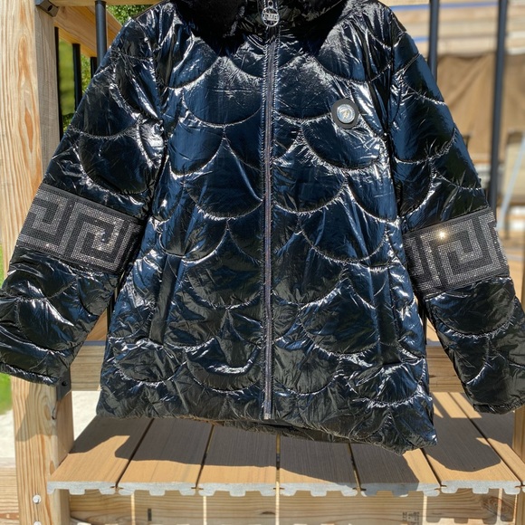 Black Winter Jacket Short Coat Plus Size AMAR MODA - Picture 2 of 6